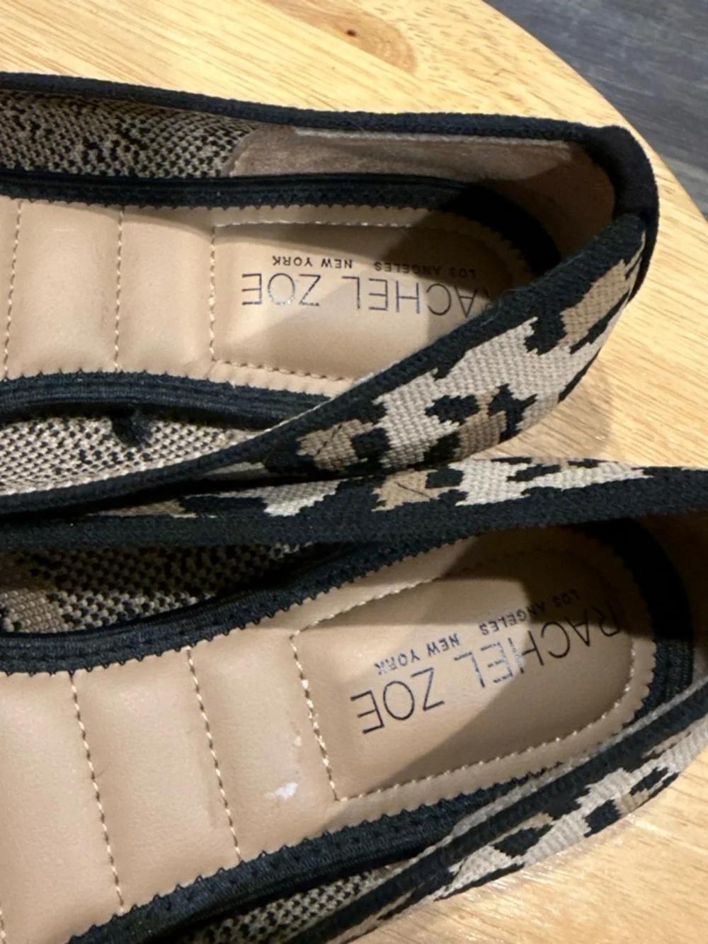 Rachel Zoe Leopard Knit Pointed-Toe Flats - Black & Tan